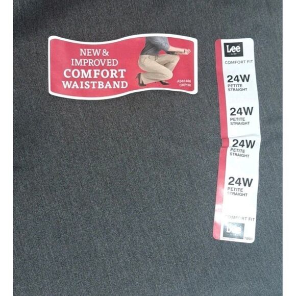 Lee Comfort Waistband Womens Size 24W Petite Gray Dress Pants 48x27 New With Tag - Picture 3 of 7